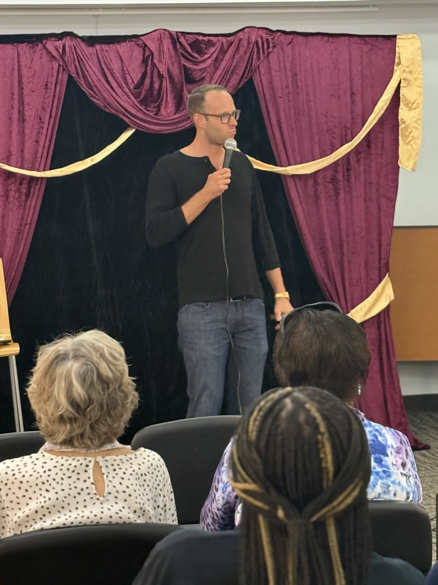 Tyler Fowler performing stand-up